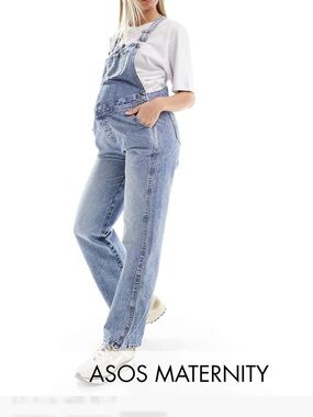 ASOS Light Blue Denim Maternity Overalls